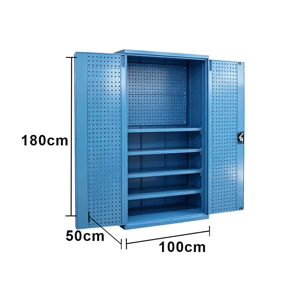 GROVIA Steel Storage Cabinet with Pegboard 1000x500x1800mm Heavy Duty Tool Organizer for Garage Workshop - Blue