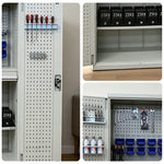 GROVIA Steel Storage Cabinet with Pegboard and Accessories 1000x500x1800mm Heavy Duty Tool Organizer for Garage Workshop - Grey White
