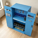 GROVIA Steel Storage Cabinet with Pegboard and Accessories 1000x500x1800mm Heavy Duty Tool Organizer for Garage Workshop - Blue