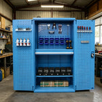 GROVIA Steel Storage Cabinet with Pegboard and Accessories 1000x500x1800mm Heavy Duty Tool Organizer for Garage Workshop - Blue
