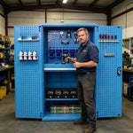 GROVIA Steel Storage Cabinet with Pegboard and Accessories 1000x500x1800mm Heavy Duty Tool Organizer for Garage Workshop - Blue