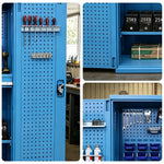 GROVIA Steel Storage Cabinet with Pegboard and Accessories 1000x500x1800mm Heavy Duty Tool Organizer for Garage Workshop - Blue