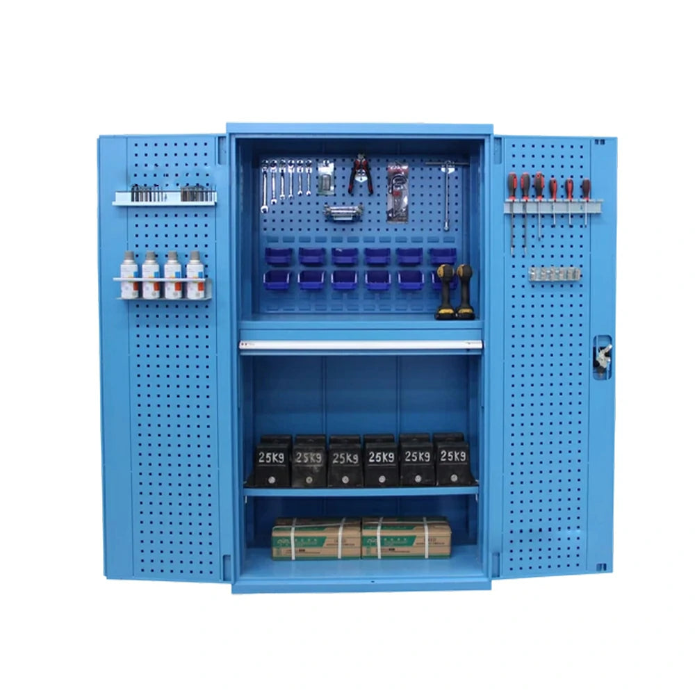 GROVIA Steel Storage Cabinet with Pegboard and Accessories 1000x500x1800mm Heavy Duty Tool Organizer for Garage Workshop - Blue