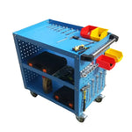 GROVIA Heavy Duty Tool Cart Triple Tier with Pegboard 75/90/100cm Rolling Storage Trolley for Garage Workshop - Blue