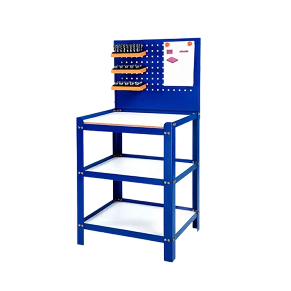 GROVIA Pegboard Workbench Heavy Duty Steel Workshop Table 610x497x1280mm Industrial Work Station with Storage Rack - Blue