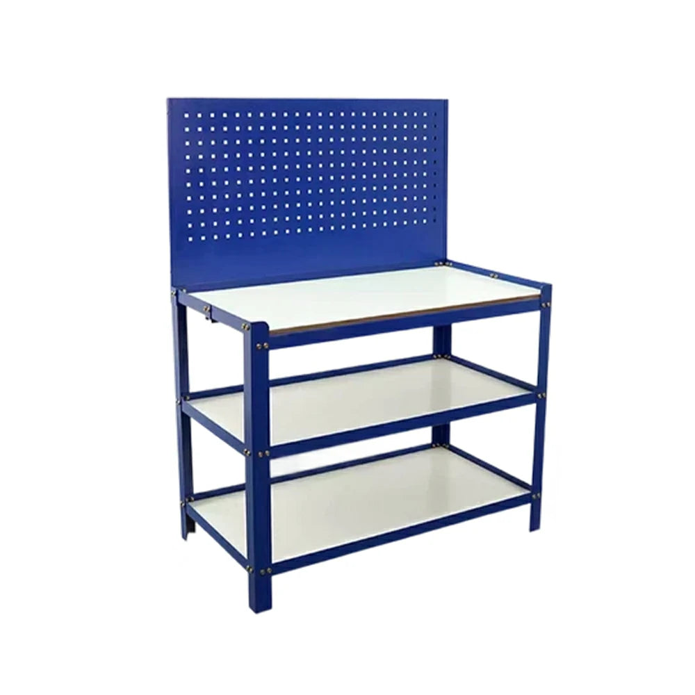 GROVIA Heavy Duty Workbench with Pegboard 1000x550x1350mm Industrial Workshop Table Wide Work Station with Storage Shelf - Blue