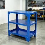 GROVIA Classic Heavy Duty Steel Workbench 68/78cm Compact Garage Workshop Table High Load Capacity - Blue