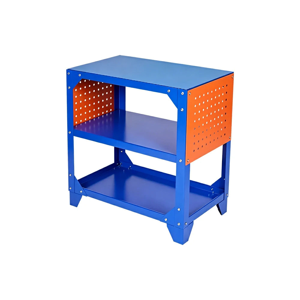 GROVIA Heavy Duty Steel Workbench Side Panel Design 68/78cm Compact Garage Workshop Table High Load Capacity - Blue