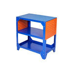GROVIA Heavy Duty Steel Workbench Side Panel Design 68/78cm Compact Garage Workshop Table High Load Capacity - Blue