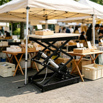 GROVIA Electric Lifting Platform Wooden Tabletop Stable Three-Leg Base for Laboratory Testing Maintenance Workbench