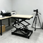 GROVIA Electric Lifting Platform Wooden Tabletop Stable Three-Leg Base for Laboratory Testing Maintenance Workbench