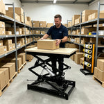 GROVIA Electric Lifting Platform Wooden Tabletop Stable Three-Leg Base for Laboratory Testing Maintenance Workbench