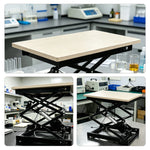 GROVIA Electric Lifting Platform Wooden Tabletop Stable Three-Leg Base for Laboratory Testing Maintenance Workbench