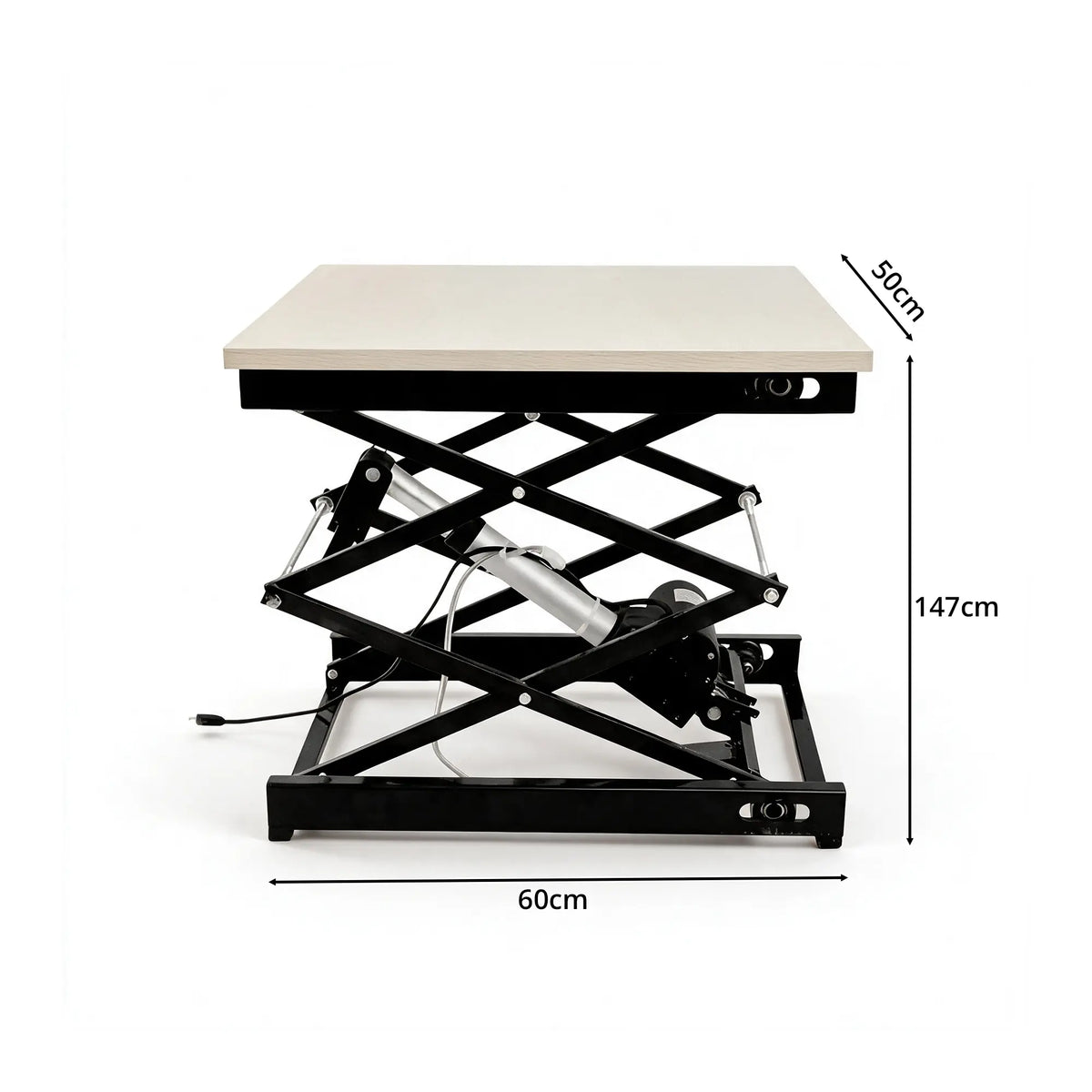 GROVIA Electric Lifting Platform Wooden Tabletop Stable Three-Leg Base for Laboratory Testing Maintenance Workbench
