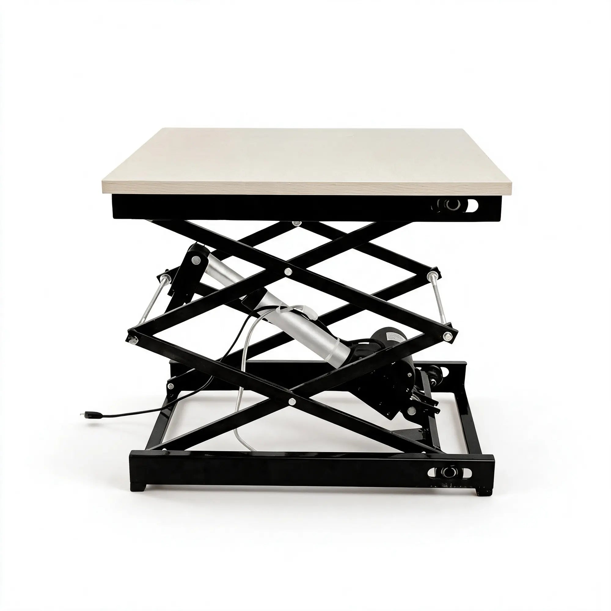 GROVIA Electric Lifting Platform Wooden Tabletop Stable Three-Leg Base for Laboratory Testing Maintenance Workbench