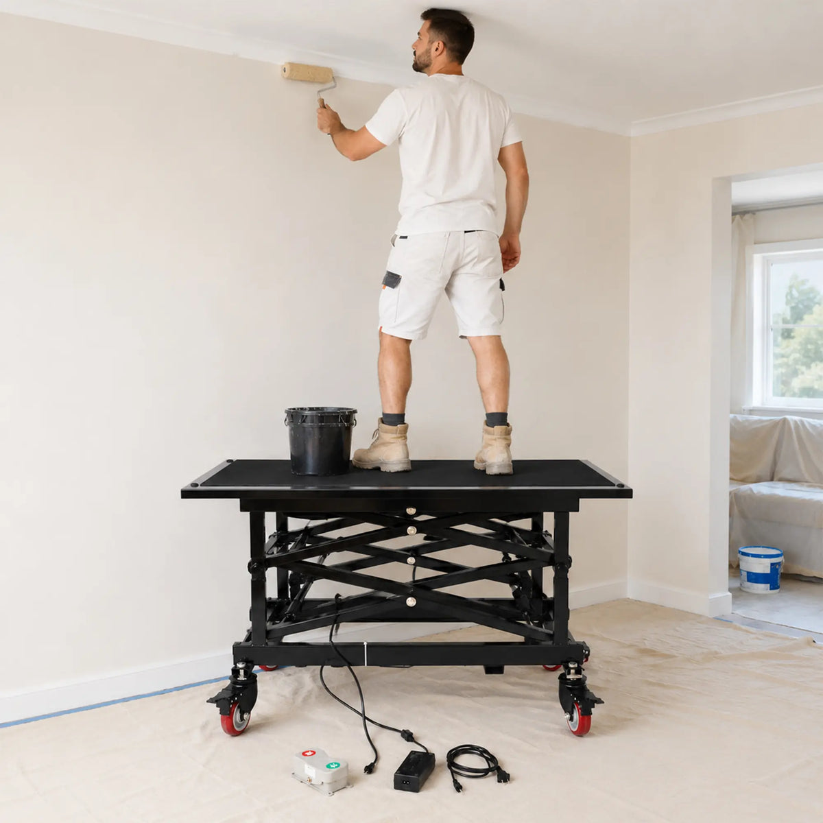 GROVIA Electric Lifting Work Platform Single-Person Operation Compact Storage for Painting Ceiling Installation