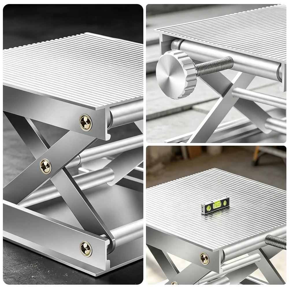 GROVIA Adjustable Levelling Platform Dual-Knob Self-Locking Design for Interior Renovation & Equipment Setup  - Silver