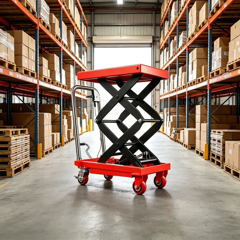 GROVIA Electric & Manual Scissor Pallet Truck Hydraulic Lift Heavy-Duty Steel Frame for Warehouse Factory Logistics