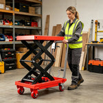 GROVIA Electric & Manual Scissor Pallet Truck Hydraulic Lift Heavy-Duty Steel Frame for Warehouse Factory Logistics