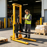 GROVIA Hydraulic Pallet Stacker Reinforced Mast Forks Industrial Wheels for Warehouse Logistics & Shelf Restocking