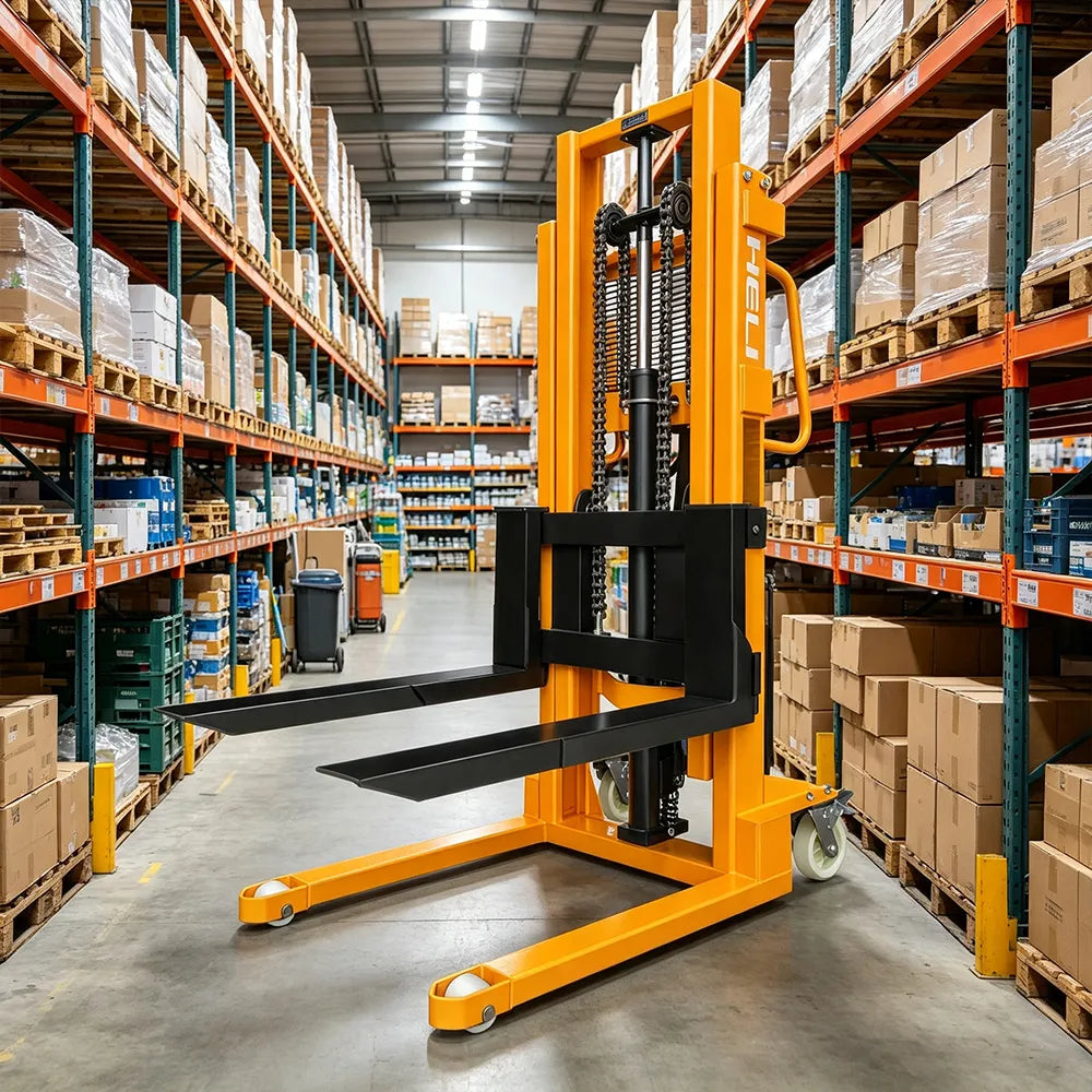 GROVIA Heavy-Duty Manual Pallet Stacker Hydraulic Lift Reinforced Steel Frame for Warehouse Factory Logistics