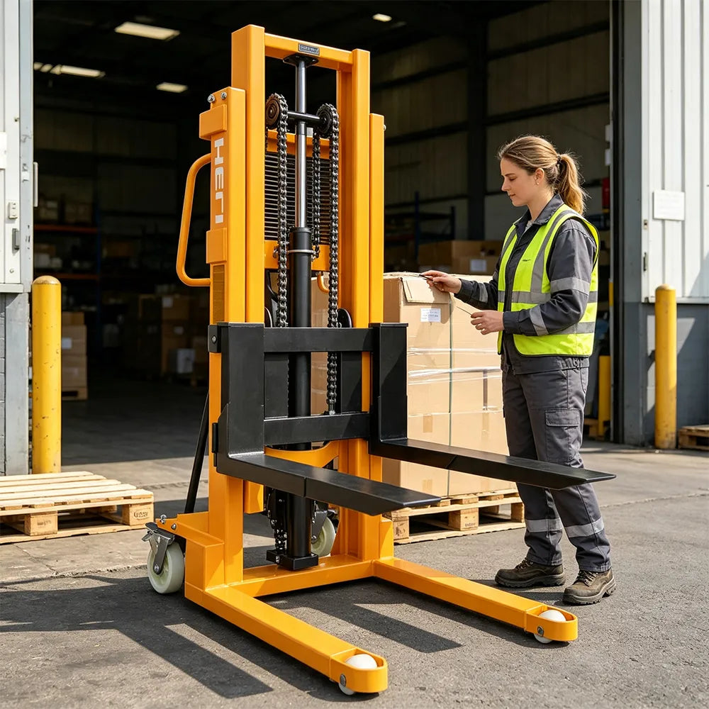 GROVIA Heavy-Duty Manual Pallet Stacker Hydraulic Lift Reinforced Steel Frame for Warehouse Factory Logistics