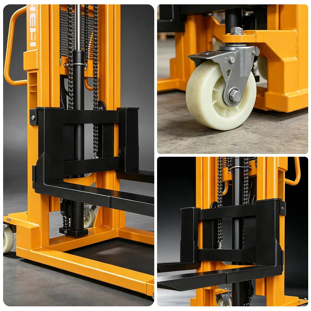 GROVIA Heavy-Duty Manual Pallet Stacker Hydraulic Lift Reinforced Steel Frame for Warehouse Factory Logistics