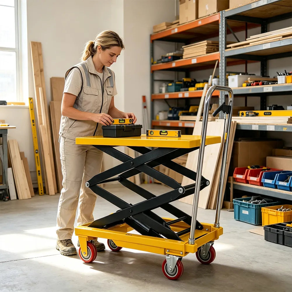 GROVIA Heavy-Duty Scissor Lift Table Hydraulic System Reinforced Frame for Logistics Workshop Material Handling