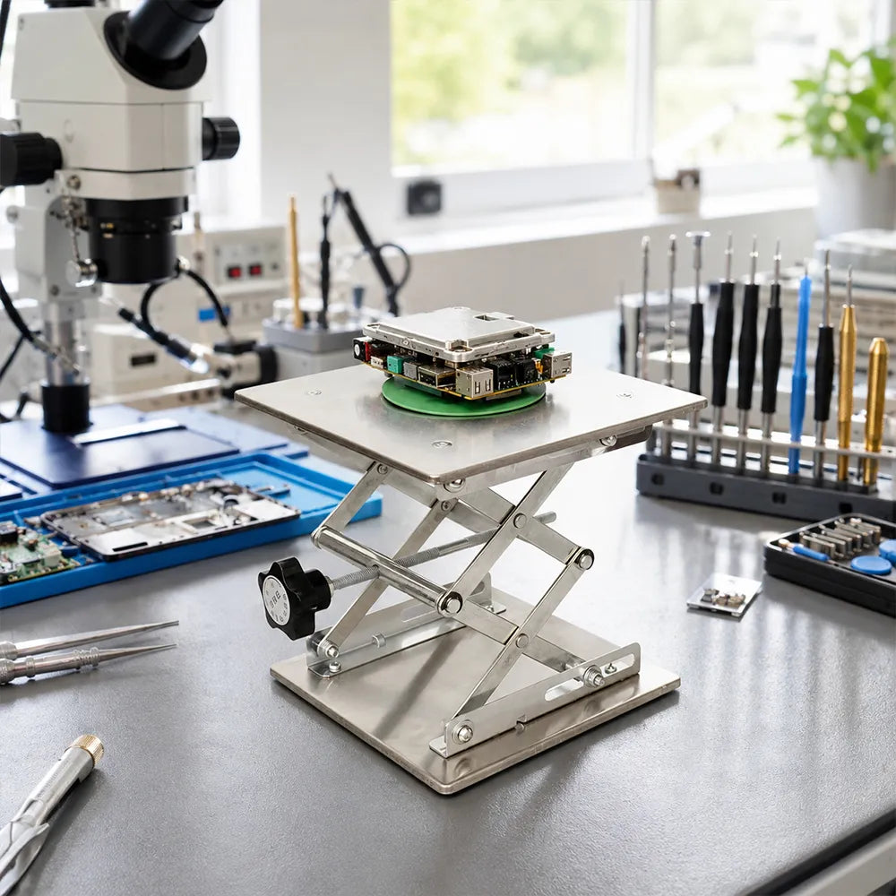 GROVIA Stainless Steel Scissor Lift Platform Precision Height Adjustment 15kg Load for Laboratory & Scientific Research