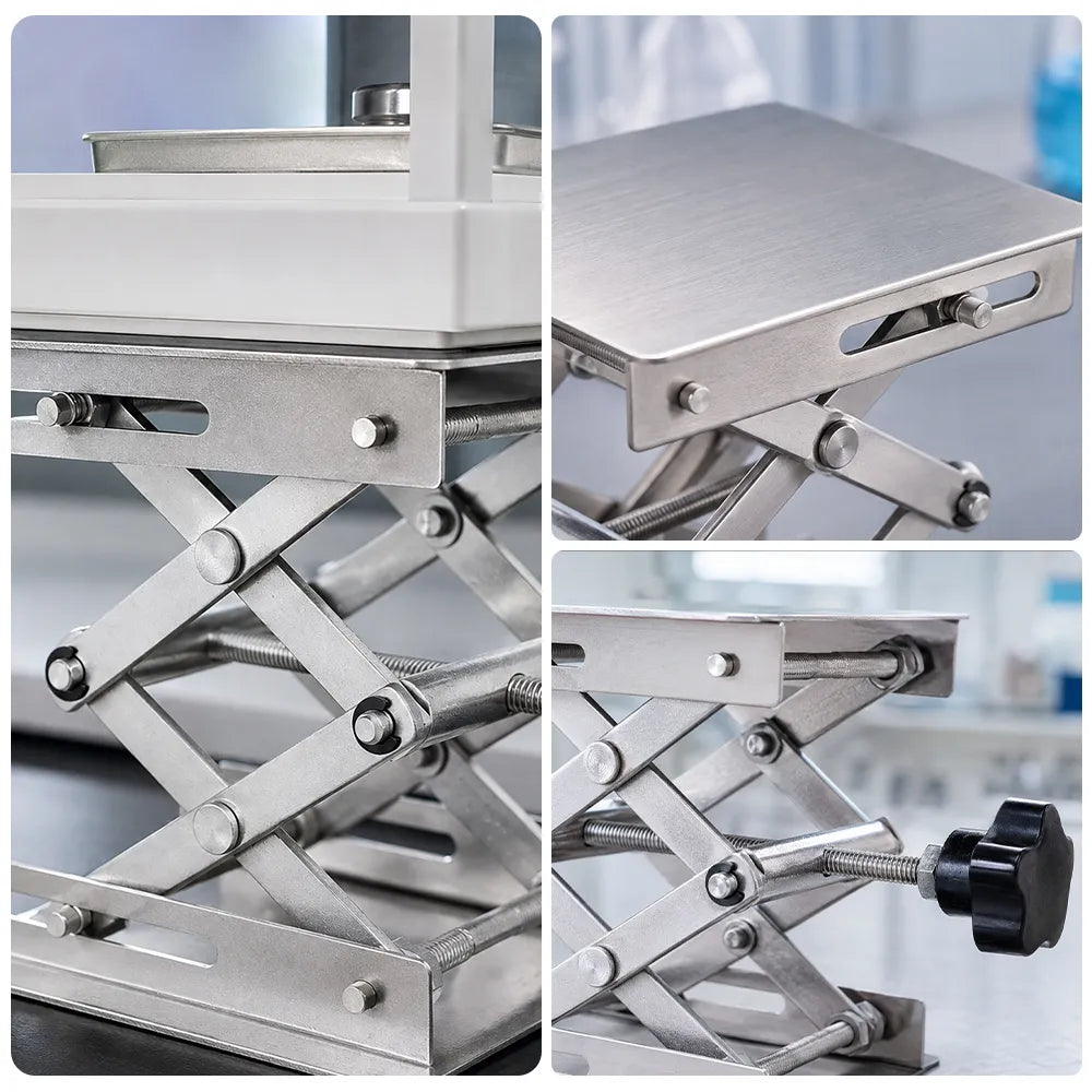GROVIA Stainless Steel Mini Scissor Lift Platform Precision Height Adjustment 15kg Load for Laboratory & Research