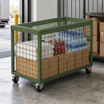 GROVIA Mobile Storage Cage Cold-Rolled Steel Flip-Up Lid Swivel Casters for Warehouse Factory Logistics