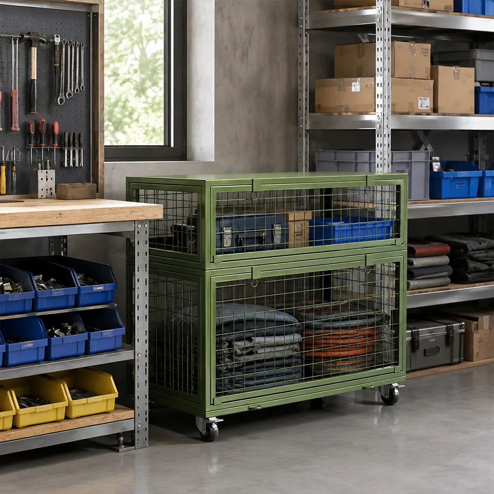GROVIA Industrial Wire Mesh Storage Cage Large Capacity Reinforced Frame for Warehouse Distribution & Commercial Storage