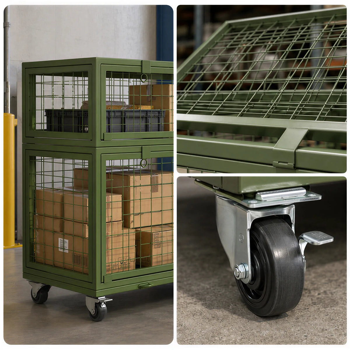 GROVIA Industrial Wire Mesh Storage Cage Large Capacity Reinforced Frame for Warehouse Distribution & Commercial Storage