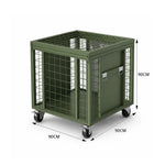 GROVIA Rolling Steel Storage Cart Large Capacity Mesh Cage Locking Lid for Warehouse Factory Material Transport