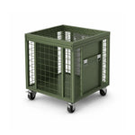 GROVIA Rolling Steel Storage Cart Large Capacity Mesh Cage Locking Lid for Warehouse Factory Material Transport