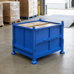 GROVIA Foldable Steel Storage Cage Sheet Metal Type Stackable Cold-Rolled Steel 100/120cm for Warehouse Factory Logistics