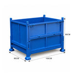 GROVIA Foldable Steel Storage Cage Sheet Metal Type Stackable Cold-Rolled Steel 100/120cm for Warehouse Factory Logistics