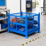 GROVIA Foldable Steel Storage Cage Mesh Type Stackable Cold-Rolled Steel 100/120cm for Warehouse Factory Logistics