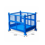 GROVIA Foldable Steel Storage Cage Mesh Type Stackable Cold-Rolled Steel 100/120cm for Warehouse Factory Logistics