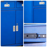 GROVIA Heavy Duty Tool Cabinet with Legs Double Door and Drawers 800x400x1000mm Factory Workshop Storage Cabinet - Blue
