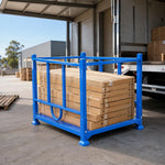 GROVIA Heavy-Duty Steel Stacking Rack Foldable Stackable Reinforced Frame for Warehouse Factory Logistics Storage