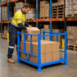 GROVIA Heavy-Duty Steel Stacking Rack Foldable Stackable Reinforced Frame for Warehouse Factory Logistics Storage