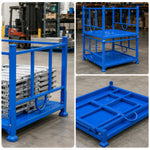 GROVIA Heavy-Duty Steel Stacking Rack Foldable Stackable Reinforced Frame for Warehouse Factory Logistics Storage