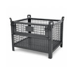 GROVIA 105cm Heavy-Duty Steel Storage Container Stackable Forklift Compatible Reinforced Mesh for Warehouse Factory Logistics - Grey