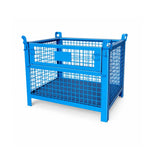 GROVIA 105cm Heavy-Duty Steel Storage Container Stackable Forklift Compatible Reinforced Mesh for Warehouse Factory Logistics - Blue