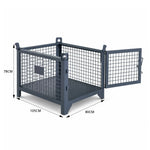 GROVIA 105cm Industrial Steel Mesh Storage Cage High Load Capacity Anti-Corrosion Finish for Warehouse Metal Parts Storage - Grey
