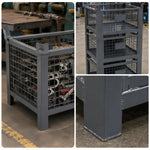GROVIA 80cm Industrial Steel Mesh Storage Cage High Load Capacity Anti-Corrosion Finish for Warehouse Metal Parts Storage - Grey