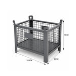 GROVIA 80cm Industrial Steel Mesh Storage Cage High Load Capacity Anti-Corrosion Finish for Warehouse Metal Parts Storage - Grey