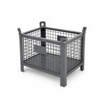 GROVIA 80cm Industrial Steel Mesh Storage Cage High Load Capacity Anti-Corrosion Finish for Warehouse Metal Parts Storage - Grey