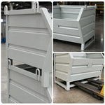 GROVIA Heavy-Duty Steel Storage Container Half-Door Stackable Forklift Compatible 80cm for Warehouse Factory Logistics - White